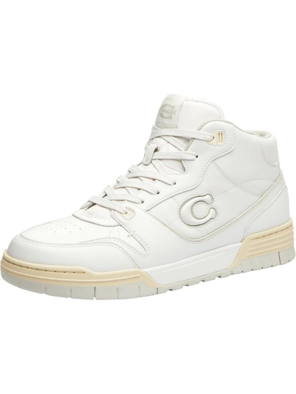 Coach Soho Mid Top Sneakers Men’s Size 10.5 D Optic White Leather Lace Up Casual
